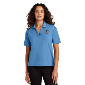 Storm MERCER and METTLE Women’s Stretch Jersey Polo-Parisian Blue Heather