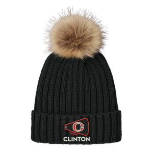 Clinton Cheer Port Authority Faux Fur Pom Beanie-Deep Black