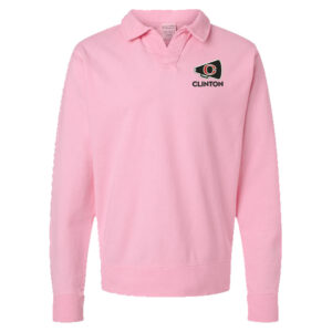 Clinton Cheer ComfortWash Garment-Dyed Polo Collar Sweatshirt-Cotton Candy