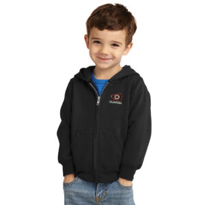 Clinton Cheer Toddler Full-Zip Hooded Sweatshirt-Black