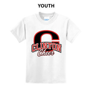 Clinton Cheer Youth Short Sleeve Tee-White