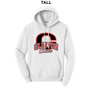 Clinton Cheer  TALL Classic Pullover Hooded Sweatshirt – White