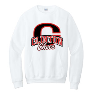 Clinton Cheer Unisex Core Fleece Crewneck Pocket Sweatshirt -White