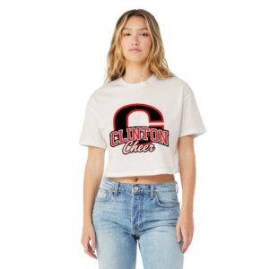 Clinton Cheer BELLA CANVAS Women’s Jersey Crop Tee-Vintage White