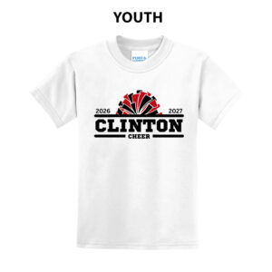 Clinton Cheer Youth Short Sleeve Tee – White