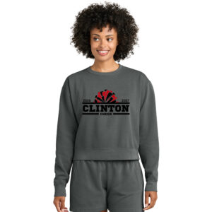 Clinton Cheer Comfort Colors Women’s Mid-Length Crewneck Sweatshirt-Pepper