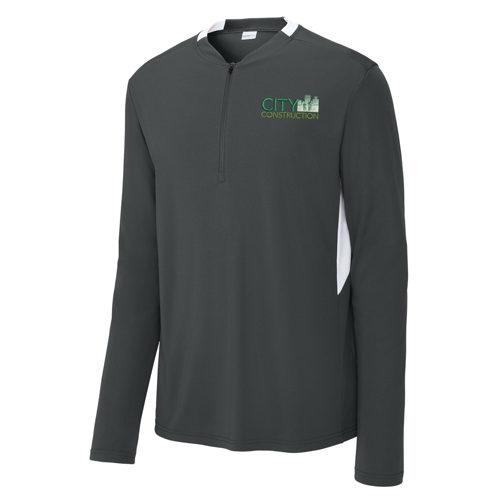 City Construction Sport-Tek Club 1/4-Zip Pullover Men-Iron Grey/White