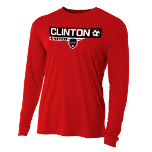 Clinton United Soccer Adult Cooling Performance long sleeve Crew Tee-Red