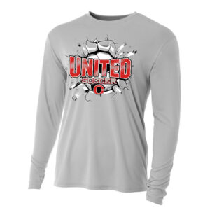 Clinton United Soccer Adult Cooling Performance long sleeve Crew Tee-Silver