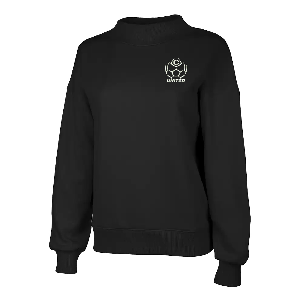 Clinton United Soccer Charles River Women's Willow Mock-Neck Sweatshirt-Black