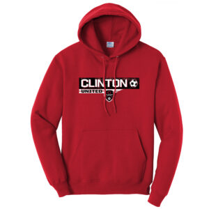 Clinton United Soccer Unisex Fleece Hooded Sweatshirt-Red