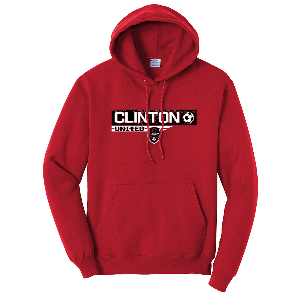 Clinton United Soccer Unisex Fleece Hooded Sweatshirt-Red