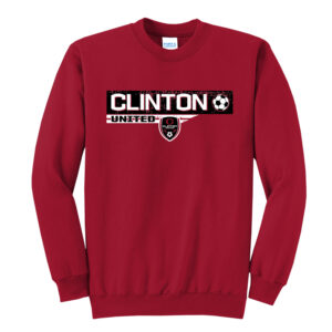 Clinton United Soccer Unisex Fleece Crewneck Sweatshirt-Red