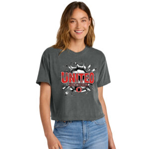 Clinton United Soccer Comfort Colors Women’s Heaveweight Boxy Fit Slightly Cropped T-Shirt-Pepper