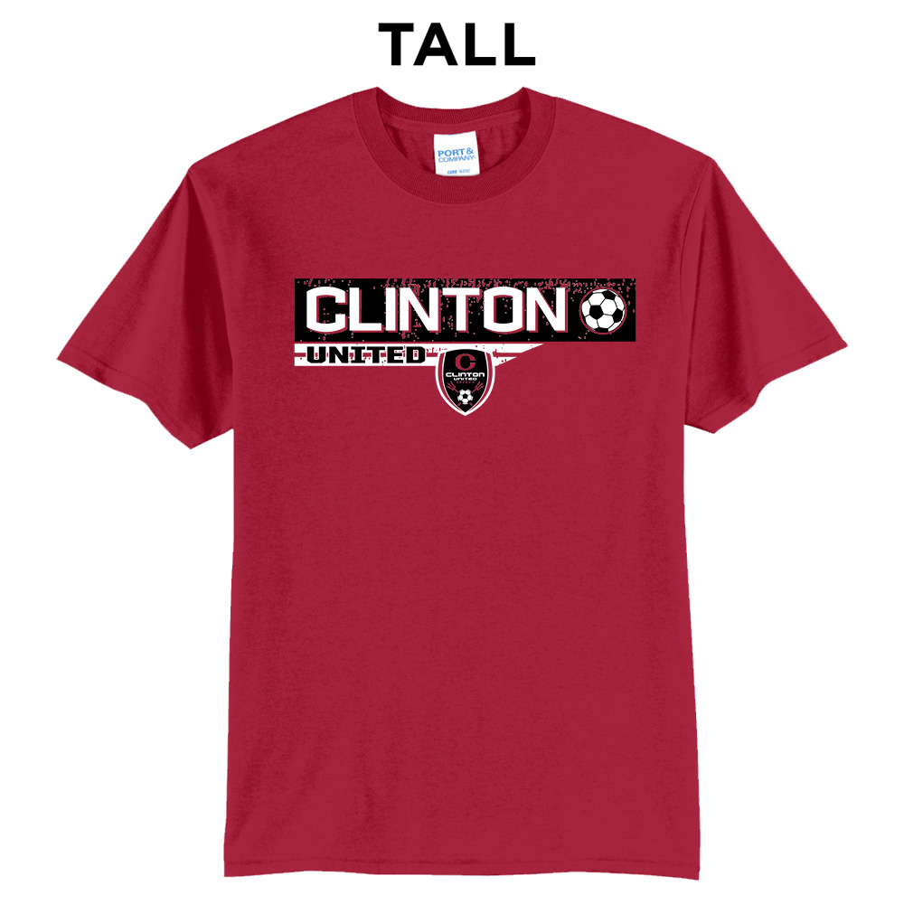 Clinton United Soccer Tall Short Sleeve Tee-Red