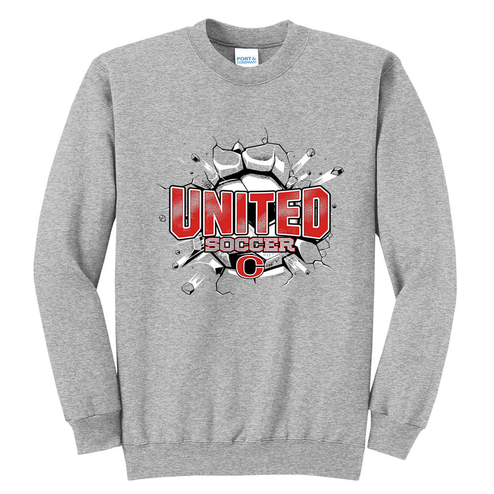 Clinton United Soccer Unisex Core Fleece Crewneck Sweatshirt-Athletic Heather