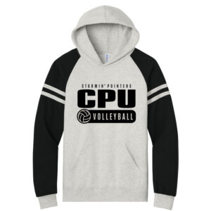 CPU VB Jerzees Unisex NuBlend Varsity Colorblock Hooded Sweatshirt – OatmealHeather Black