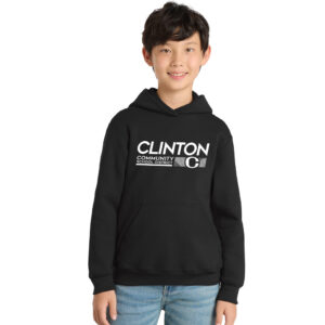 Clinton Whittier Youth Fleece Hooded Sweatshirt-Black