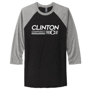 Clinton Whittier Next Level Unisex Triblend 3/4 Sleeve Raglan Tee-Premium Heather/Black