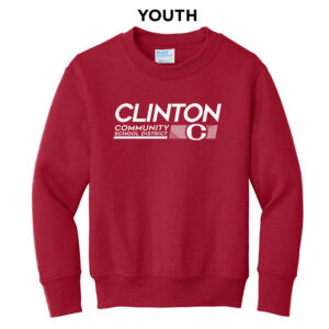 Clinton Whittier Youth Fleece Crewneck Sweatshirt-Red
