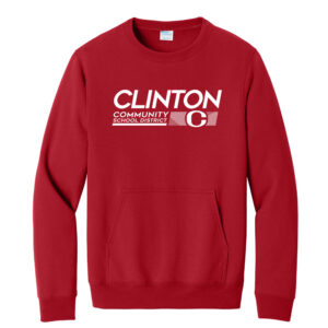 Clinton Whittier Unisex Core Fleece Crewneck Pocket Sweatshirt-Red