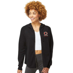 Clinton Whittier Women’s California Wave Wash Full-Zip Hooded Sweatshirt-Black