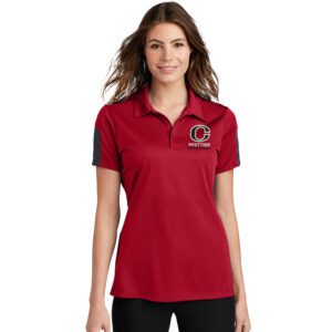 Clinton Whittier  Sport-Tek Ladies PosiCharge Active Textured Colorblock Polo-Red/Grey