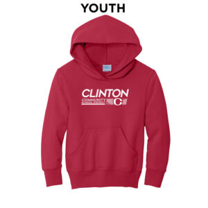 Clinton Whittier Youth Fleece Hooded Sweatshirt-Red