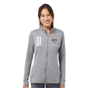 DN Volleyball Adidas Women’s 3-Stripes Double Knit Full Zip pullover-Grey Three