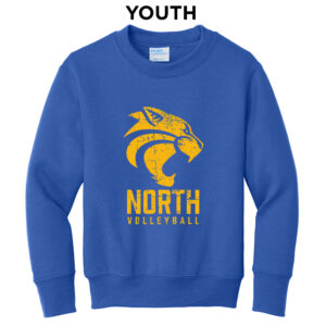 DN Volleyball Youth Fleece Crewneck Sweatshirt-Royal