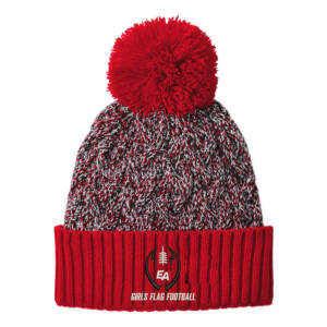 EA Flag Football New Era Marled Knit Pom Beanie-Scarlet/ Black/ White