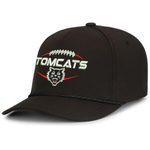 East Aurora FB Pacific Weekender Perforated Snapback Rope Cap – Black/ Black/ White