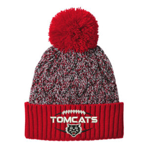 East Aurora FB New Era Marled Knit Pom Beanie – Scarletblackwhite