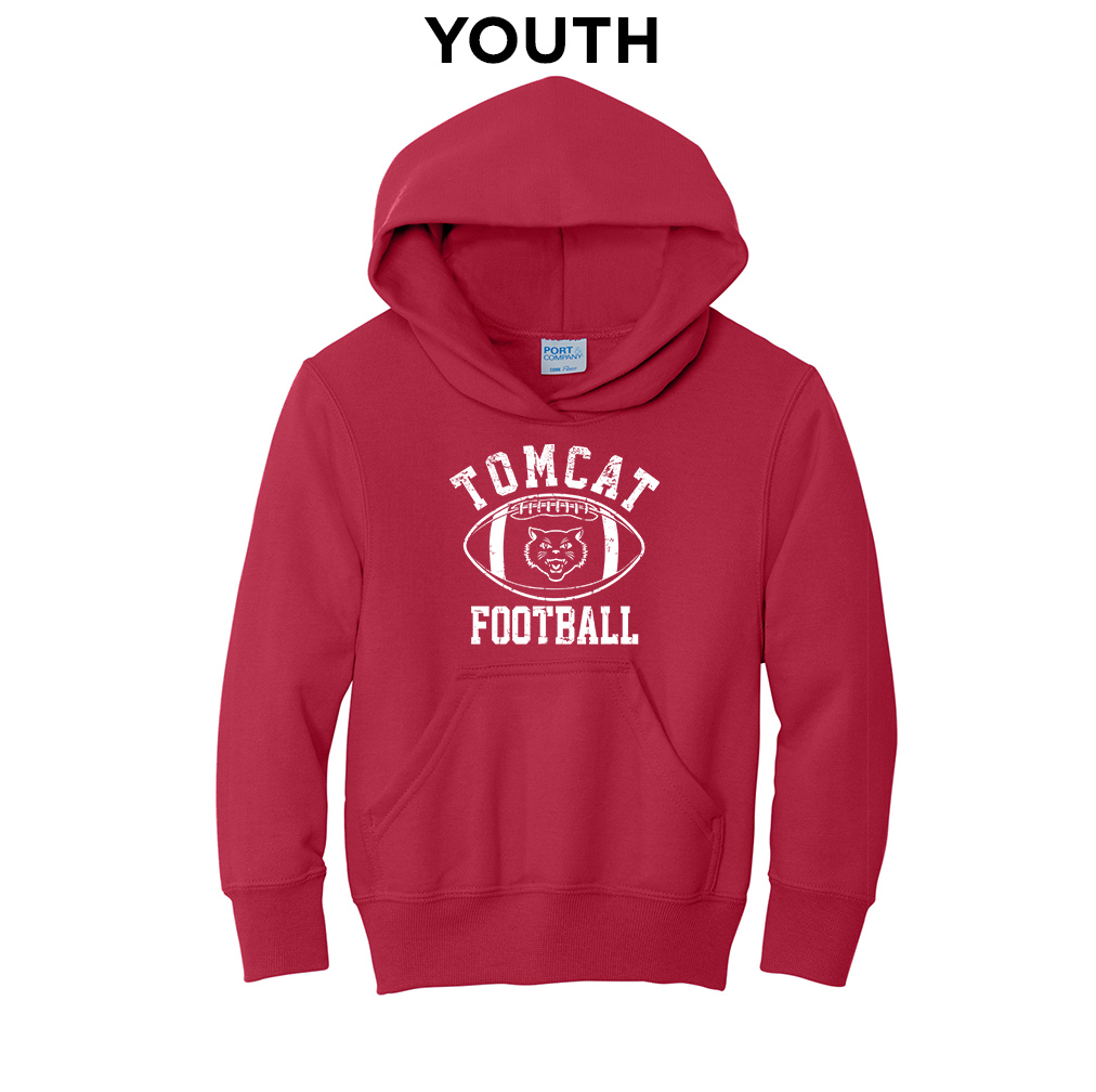 East Aurora FB Youth Hooded Sweatshirt - RED