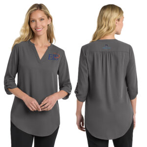EIS Port Authority Ladies 3/4 Sleeve Tunic Blouse-Sterling Grey