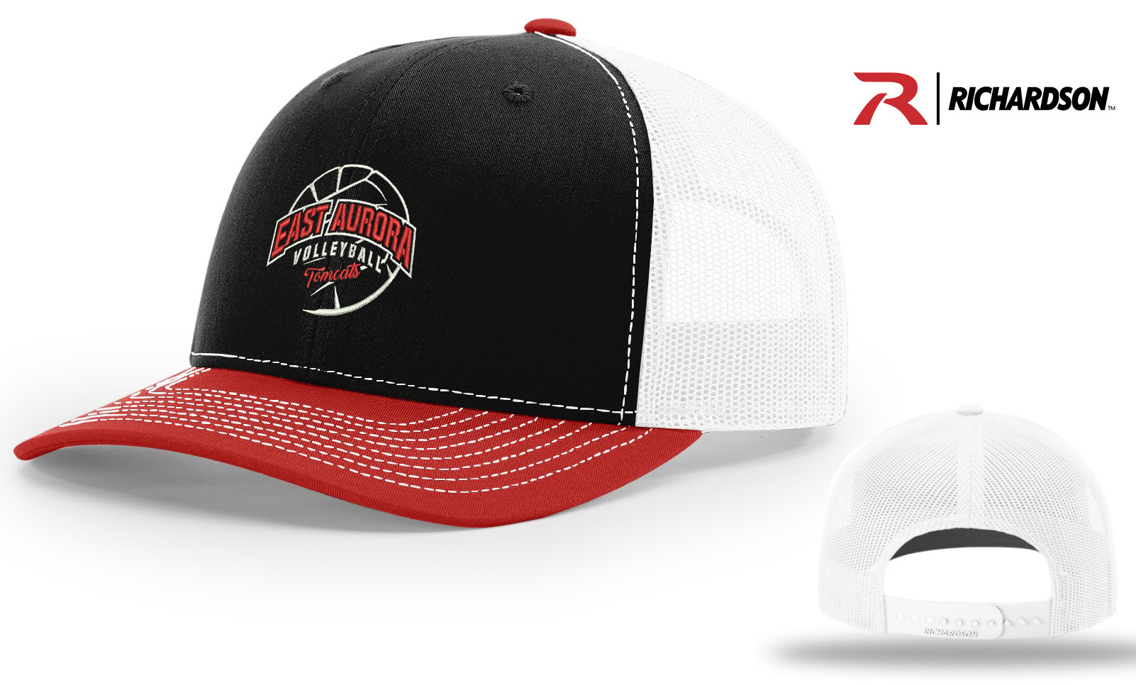 EA Volleyball Richardson Pro Crown Mesh Back Adjustable back cap - BlackWhiteRed