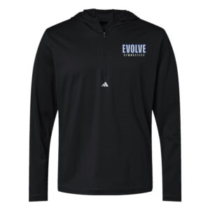 Evolve adidas Men’s Lightweight Quarter-Zip Hooded Pullover-Black