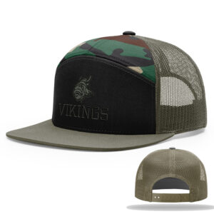 GV Football Richardson 7 Panel Trucker Cap Tri Color – Black Green CamoLoden