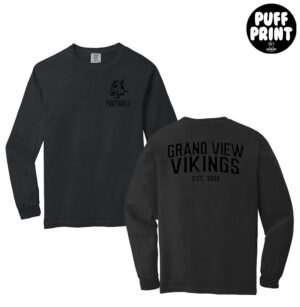 GV Football Comfort Colors Heavyweight Ring Spun Long Sleeve Tee – Black 3D PUFF