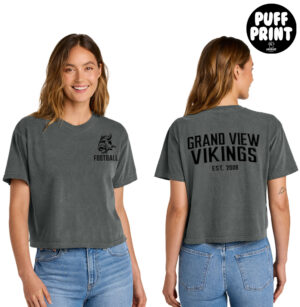 GV Football Comfort Colors Women’s Heaveweight Boxy Fit Slightly Cropped T Shirt – Pepper 3D PUFF