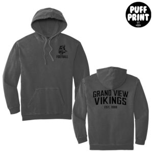 GV Football Comfort Colors  Ring Spun Hooded Sweatshirt – Pepper 3D PUFF