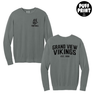 GV Football Comfort Colors Unisex Lightweight Crewneck Sweatshirt – Grey 3D PUFF