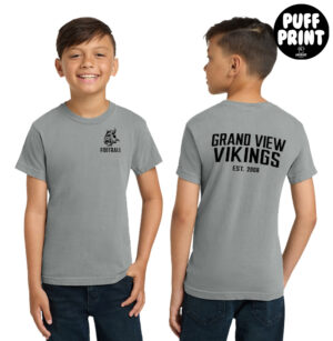 GV Football Comfort Colors Youth Pigment Dyed Ringspun T Shirt – Granite 3D PUFF
