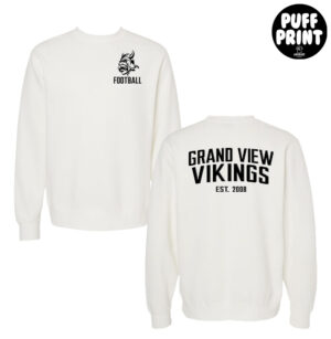 GV Football Independent Trading Midweight Unisex crewneck sweatshirt – White 3D PUFF