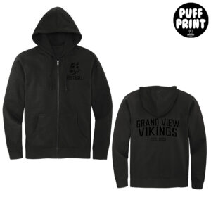 GV Football District Unisex V.I.T. Fleece Full Zip Hoodie – Black 3D PUFF