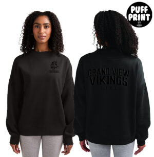 GV Football Charles River Women’s Willow Mock Neck Sweatshirt – Black 3D PUFF