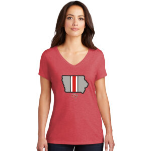 GV Football District Made Ladies Perfect Tri V-Neck Tee-Red Frost