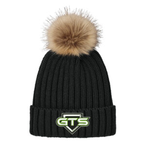GTS Softball Port Authority Faux Fur Pom Beanie-Black