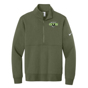 GTS Baseball Nike Club Fleece Sleeve Swoosh 1/2 Zip – Olive
