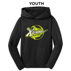 Green Xtreme Sport-Tek youth Sport Wick Fleece Hooded Pullover-Black